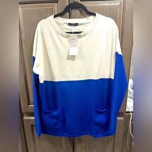 Women’s Sweater from Pretty Garden, size M, Blue and Cream colors, NWT, …